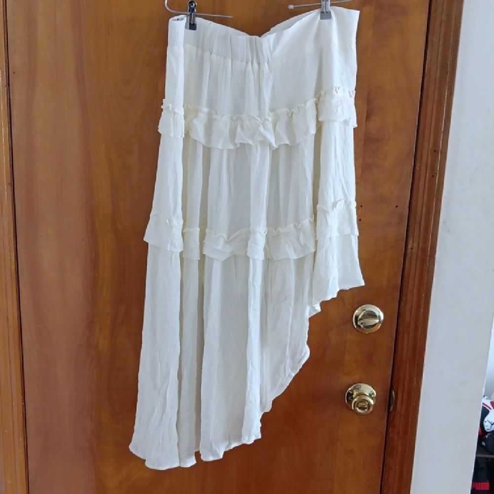 Celebrity Pink White Ruffled Asymmetrical Maxi Skirt XL NWT - Picture 3 of 4